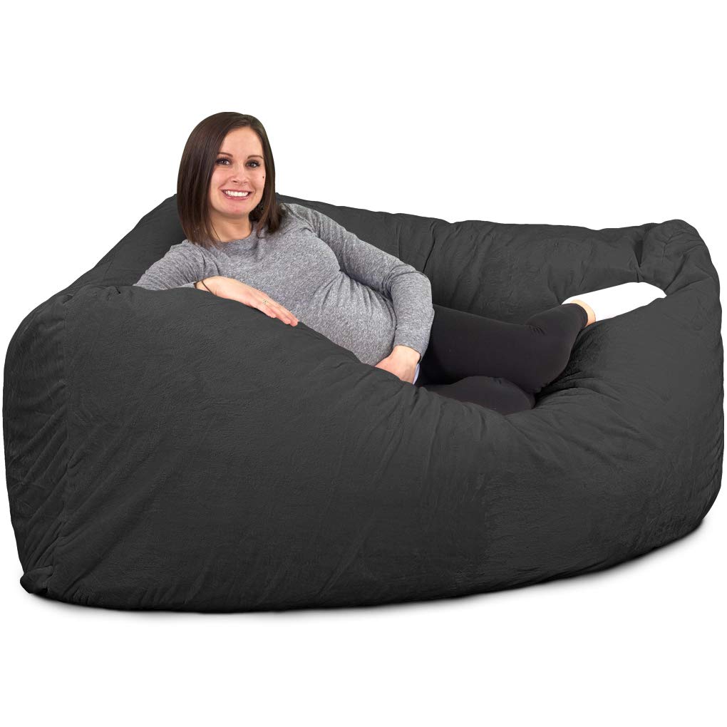 ULTIMATE SACK Oversized Bean Bag Chair for Adults - Grey Suede Lounge Furniture | Perfect for Living Room, Bedroom, Game Room & Dorm Relaxation