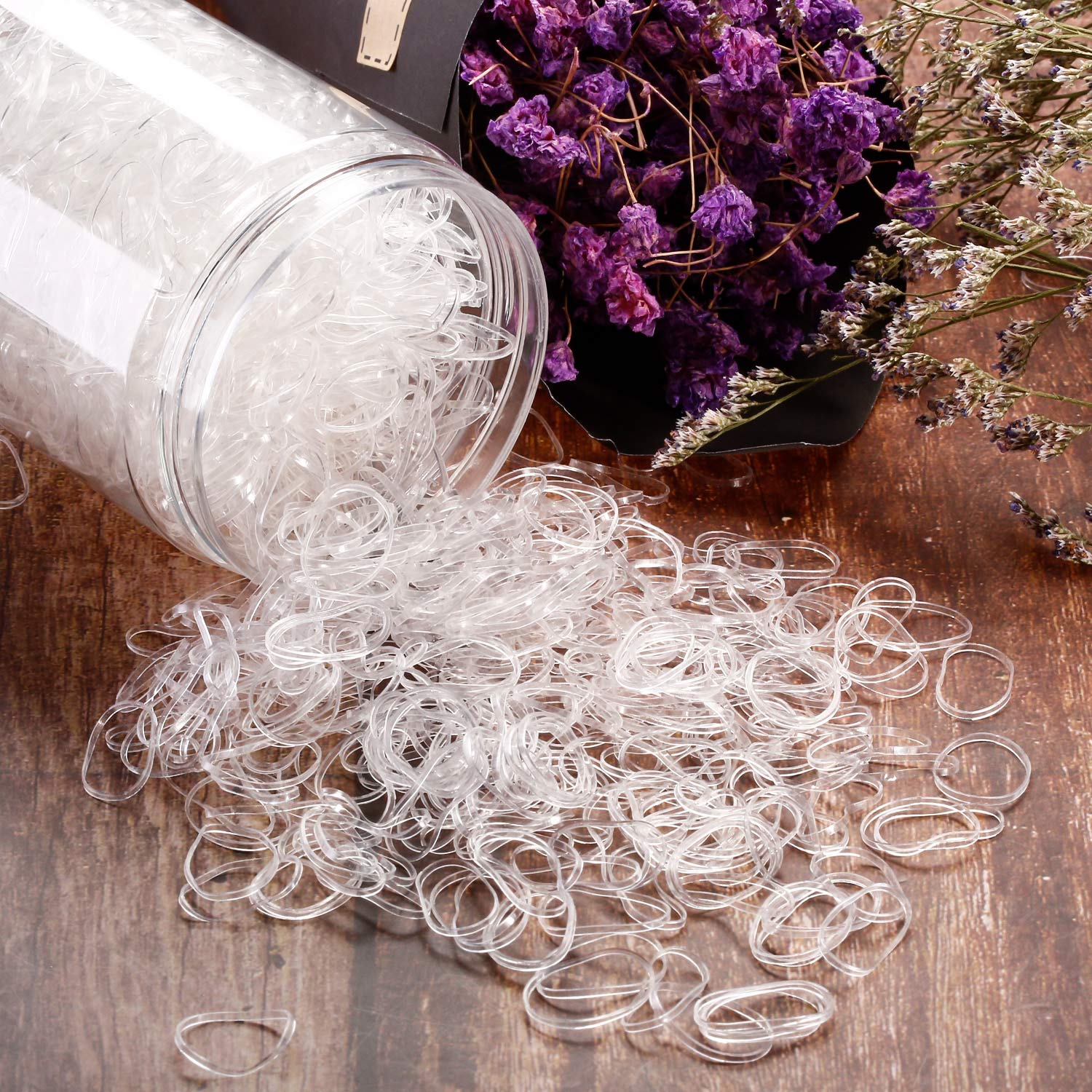 2000 Pack Mini Clear Rubber Bands - Soft Elastic Hair Ties for Braiding, Wedding Hairstyles & DIY Crafts - Includes Storage Box (Perfect for Salon, Home & Travel Use)
