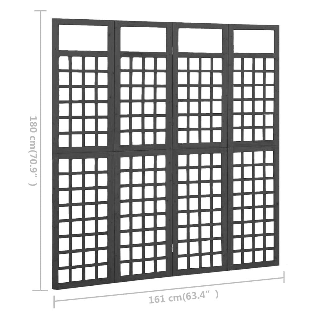4-Panel Room Divider - Solid Fir Wood Folding Privacy Screen, 63.4