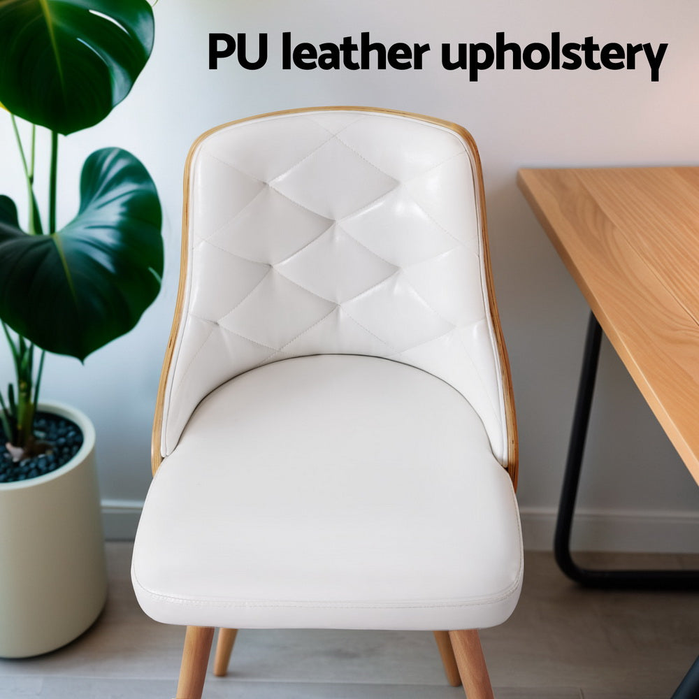 2 Pack Artiss White PU Leather Dining Chairs - Modern Kitchen & Dining Room Furniture for Home, Restaurant, Cafe & Office Use