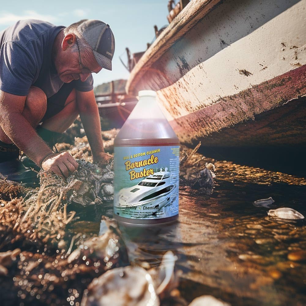 Premium Boat Hull Cleaner - Chemical Barnacle Buster for On/Off Boat Cleaning - Star Performance Bottom Cleaner - 128oz (4-Pack) - Ideal for Marine Maintenance & Boat Hull Protection