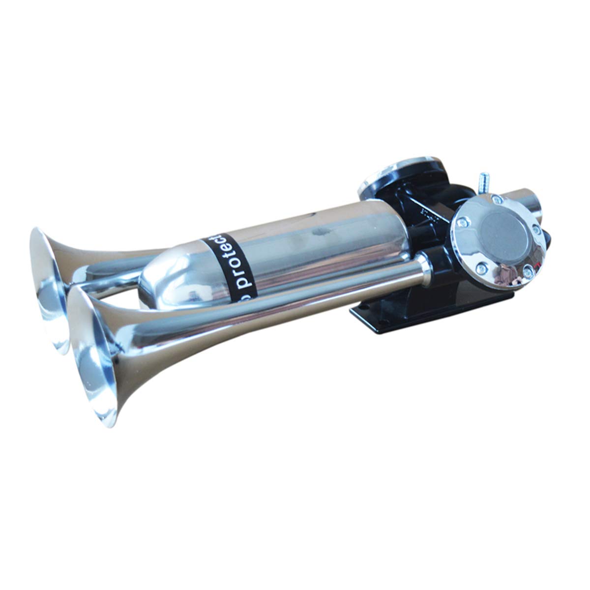 TECHTONGDA 126dB Loud Air Horn Kit for Trucks & Trains - Dual Trumpet Stainless Steel Air Tank (No Air Pump Included) - Perfect for Emergency Vehicles, Boats & Safety Alerts