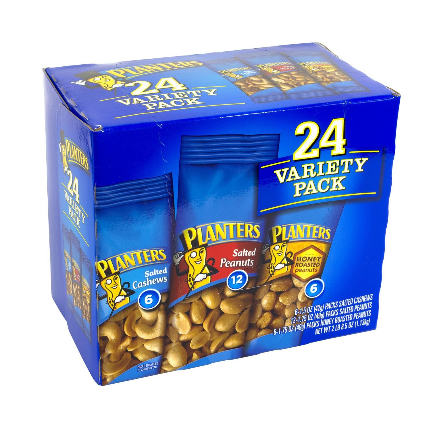 Premium Mixed Nuts Variety Pack - 24 Count (Pack of 2) | Planters Peanuts, Almonds, Cashews & More | Healthy Snacks for Office, Travel & Parties