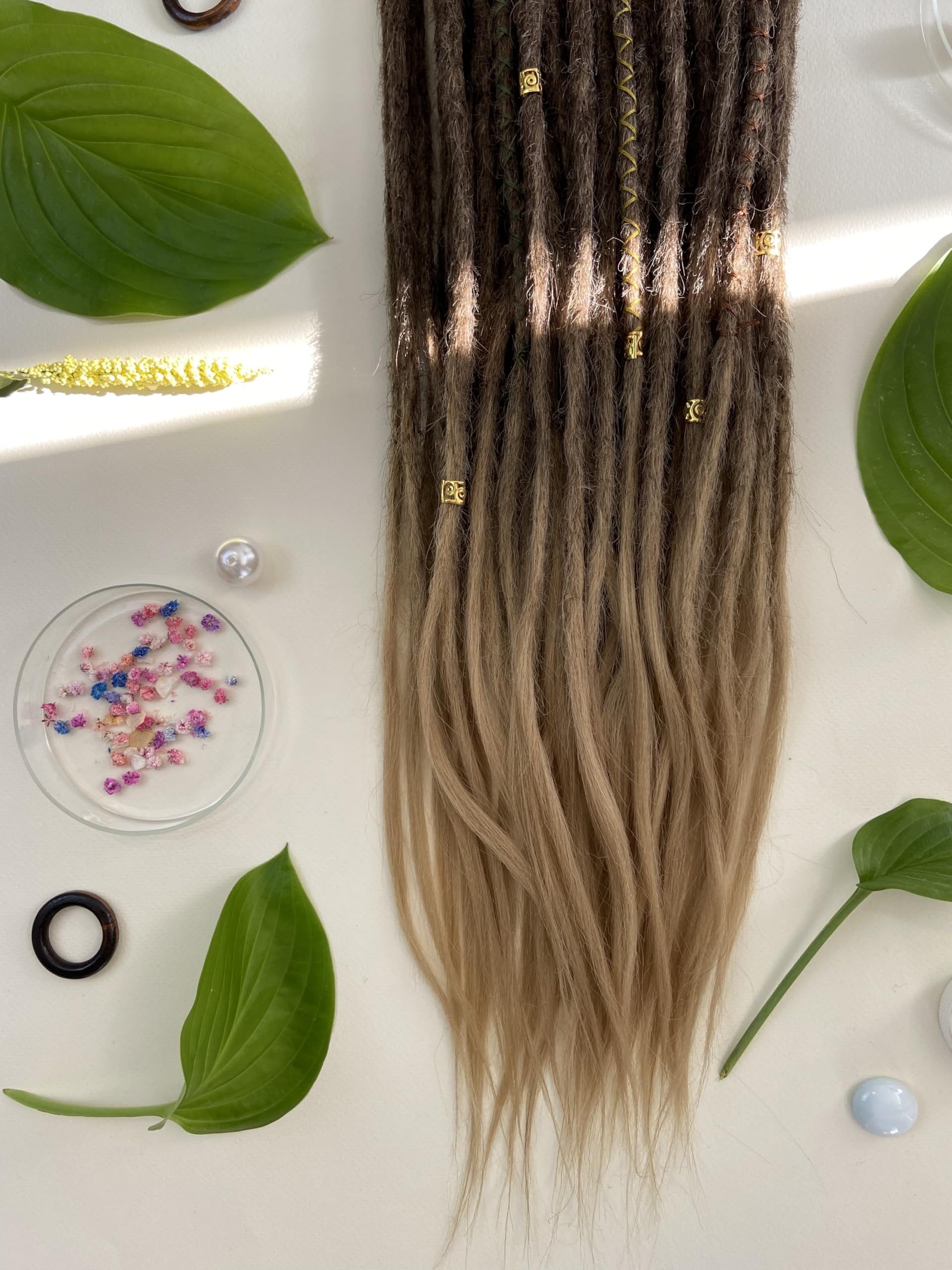 Ombre Beige Crochet Dreadlocks Extensions - 20 Inch Single Ended Dreads - Ready to Ship - Natural Wheat Hair Color - Perfect for Boho Hairstyles & Festival Looks
