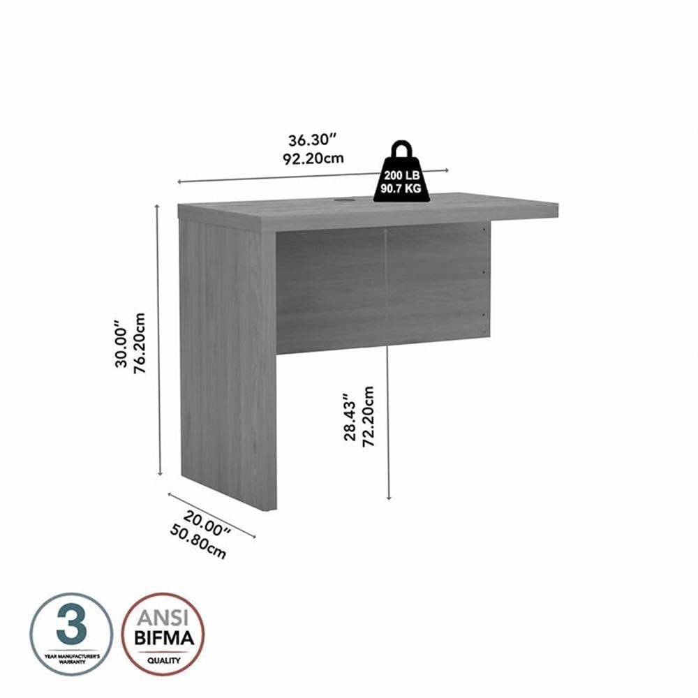 Bush Business Furniture Echo Desk Return - 36W Modern Gray Home Office Desk for Small Spaces | Perfect for Work from Home & Study