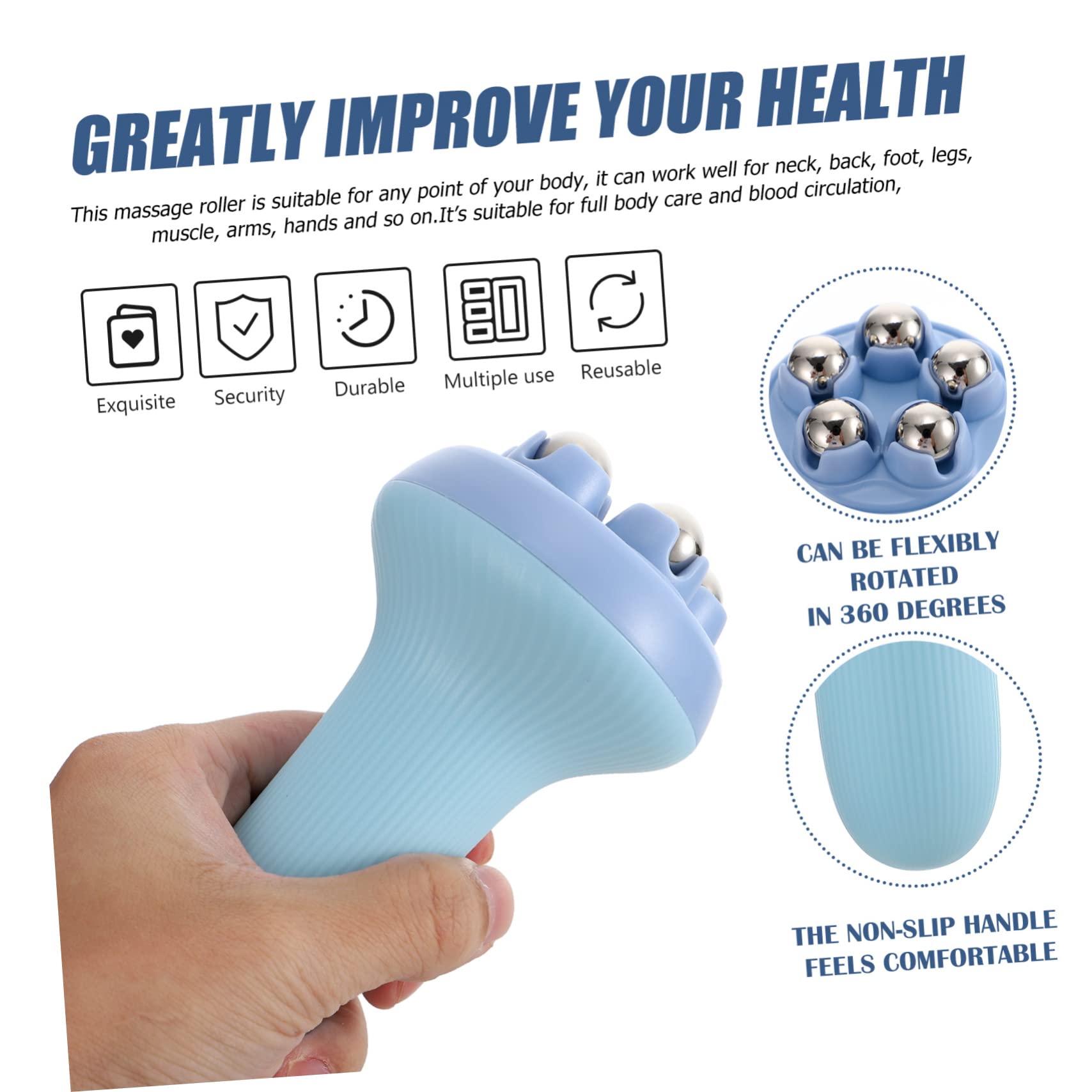 Minkissy 2-Pack Massage Rollers - Hand & Body Percussion Massager with Derma Roller for Muscle Relaxation, Back Pain Relief - Perfect for Home, Gym & Spa Use