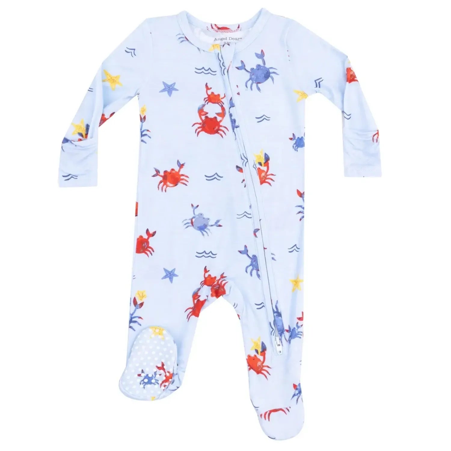 Angel Dear Two-Way Zipper Romper - Crayon Crabs Print Baby Bodysuit for Boys & Girls | Soft Cotton Sleepwear & Playwear for Newborns & Toddlers