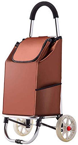 JF-XUAN Lightweight Durable Foldable Shopping Cart - Coffee Color | Perfect for Grocery Shopping, Laundry & Market Trips