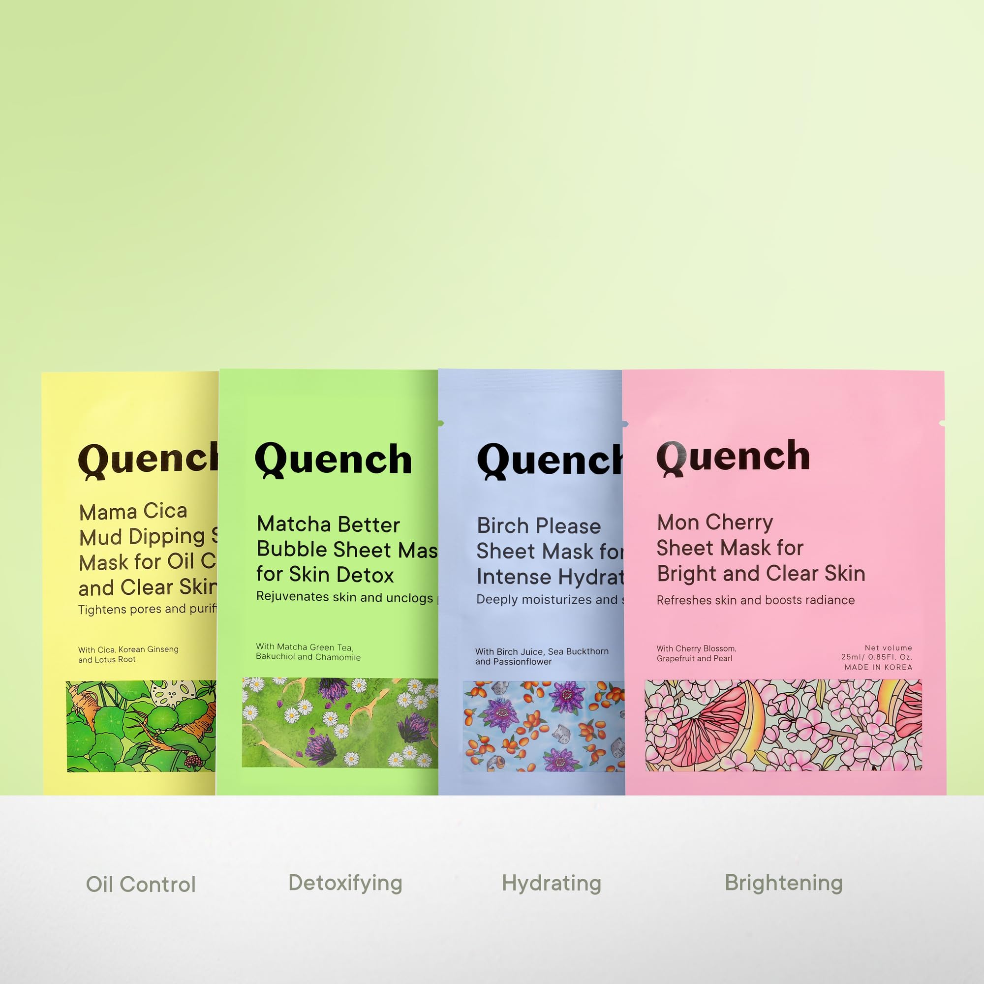 Quench Mud Sheet Mask with Cica Herb Repair | Korean Clay Face Mask for Oily & Acne-Prone Skin | Pore Tightening & Oil Control | Deep Cleansing & Skin Repair | Made in Korea (Pack of 1, 23ml) | Perfect for Spa Night & Post-Workout Skin Care