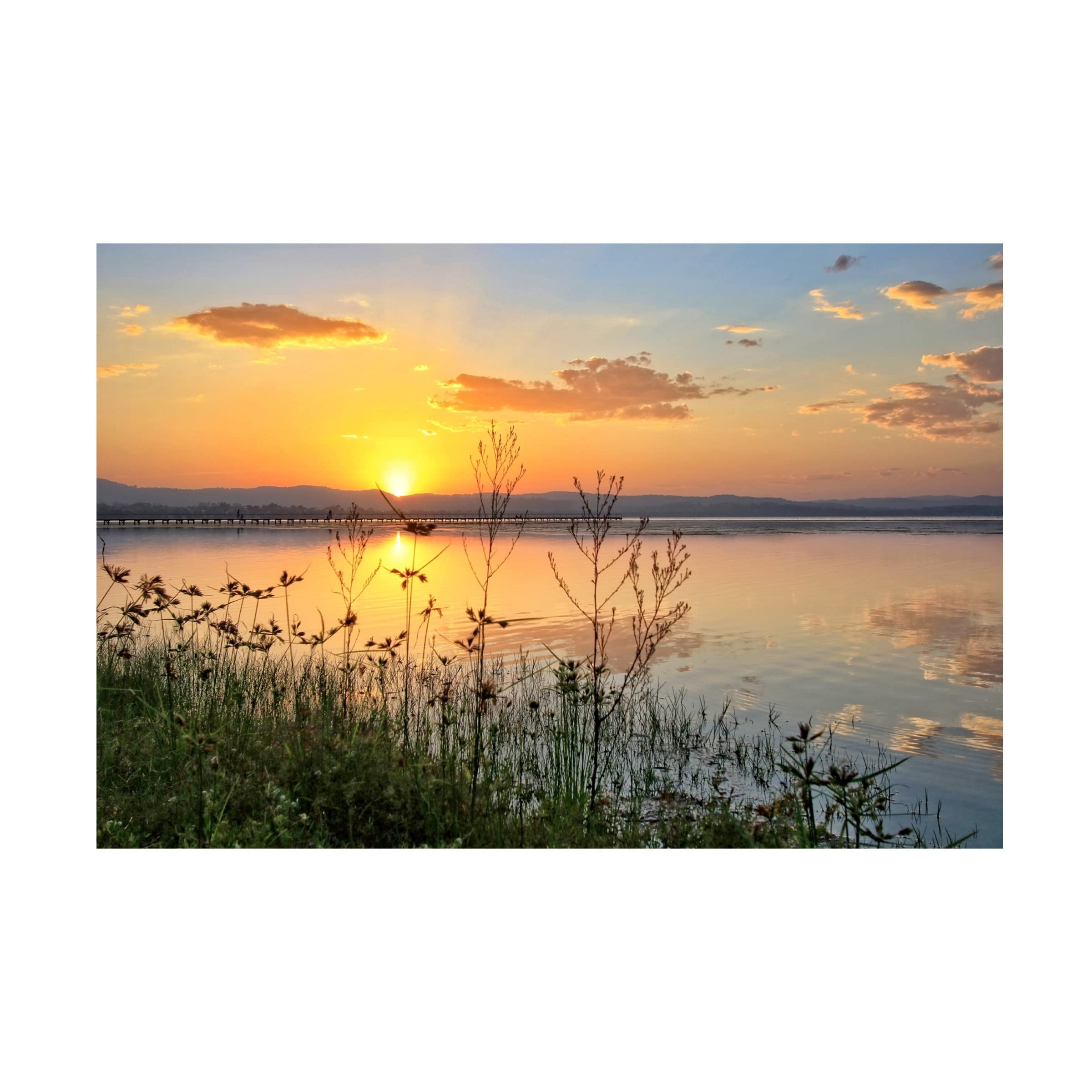 Beata Czyzowska Young 'Lakeside Sunset 2' Canvas Wall Art Print - Modern Landscape Painting for Living Room, Bedroom & Office Decor