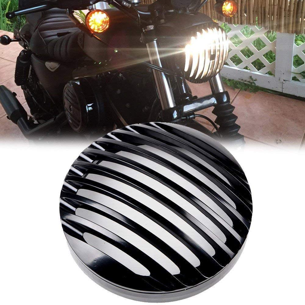 Black CNC Headlight Grill Cover for Harley Davidson Sportster XL 883 & 1200 (2004-2014) - 5.75