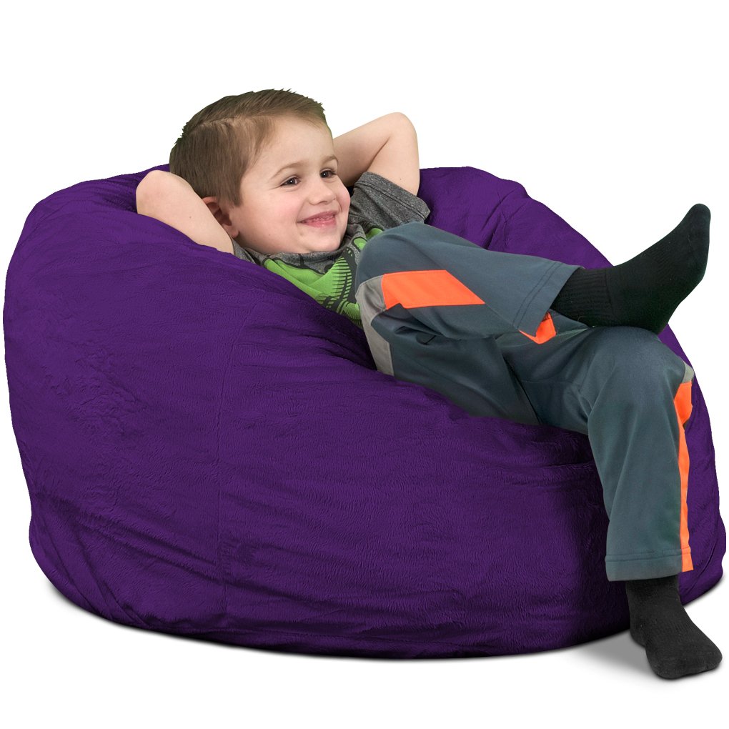 ULTIMATE SACK Kids Bean Bag Chair - Giant Foam-Filled Furniture with Machine Washable Covers | Durable Double Stitched Seams & 100% Virgin Foam | Perfect for Kids' Room, Playroom, or Dorm (Purple Suede)
