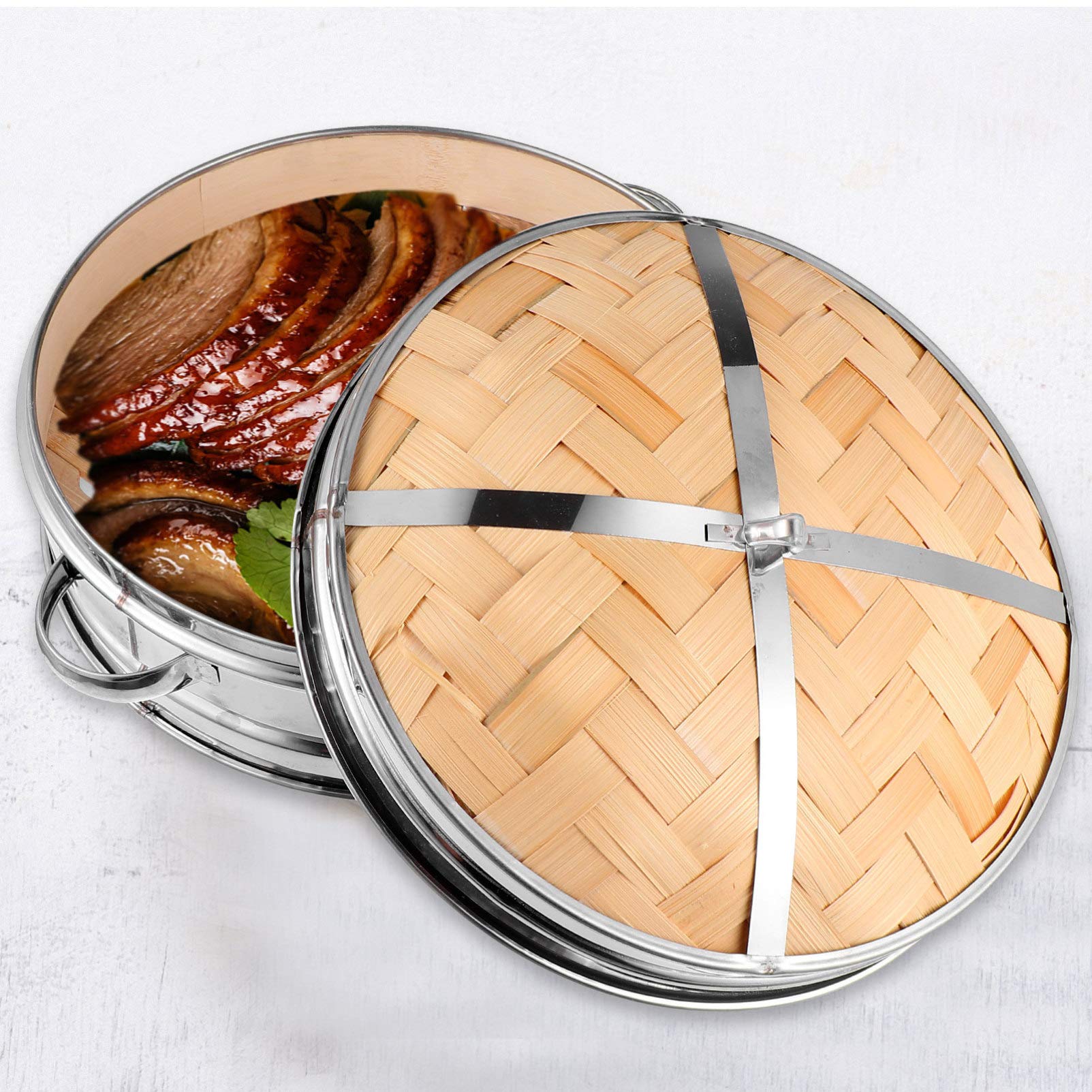 Hemoton Steamer Basket with Lid - Kitchen Gadget for Healthy Cooking