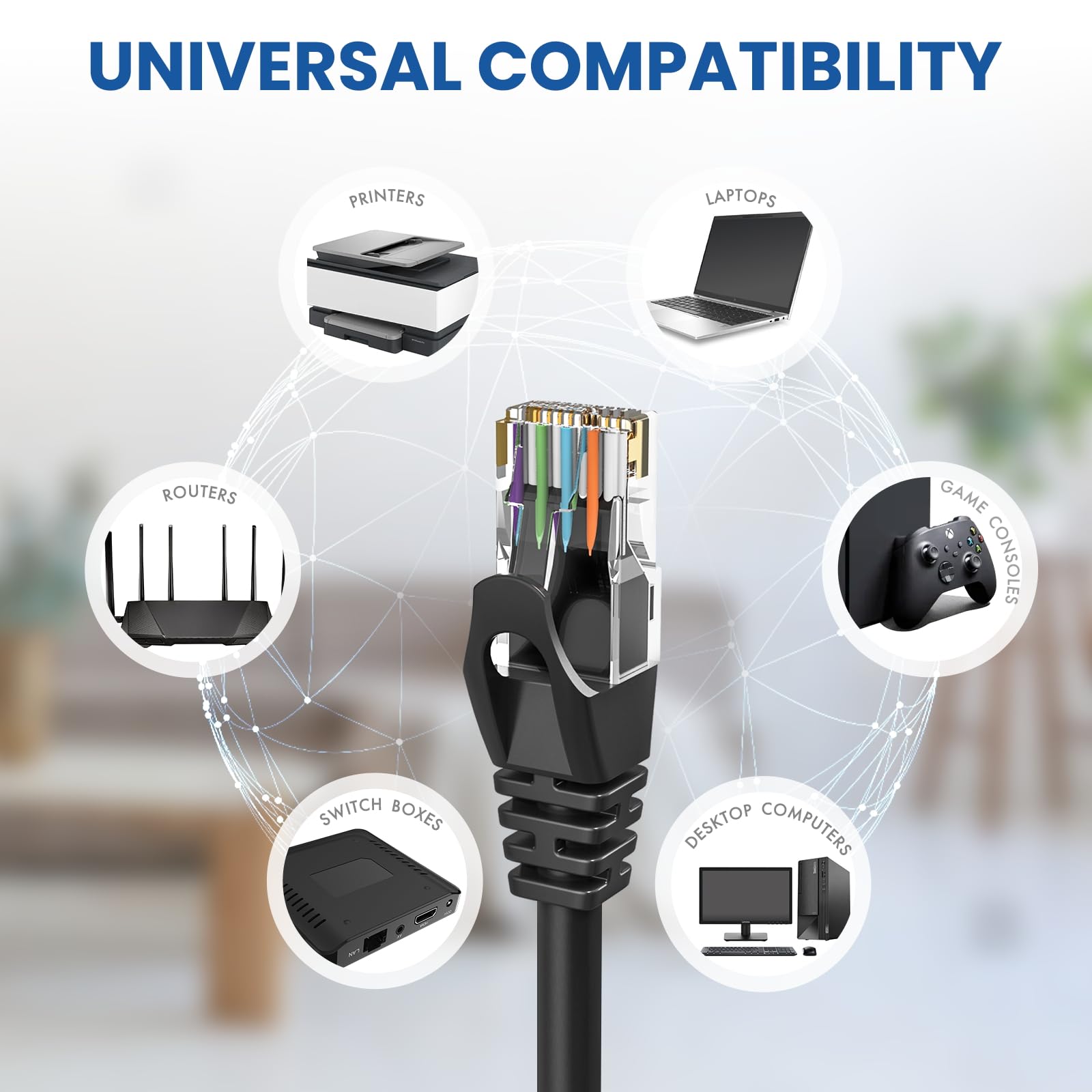 Cat6 Ethernet Cable 6 Feet - 20 Pack, High-Speed UTP LAN Network Patch Cable, RJ45 Connector for Internet, Gaming, Streaming & Home Office Setup