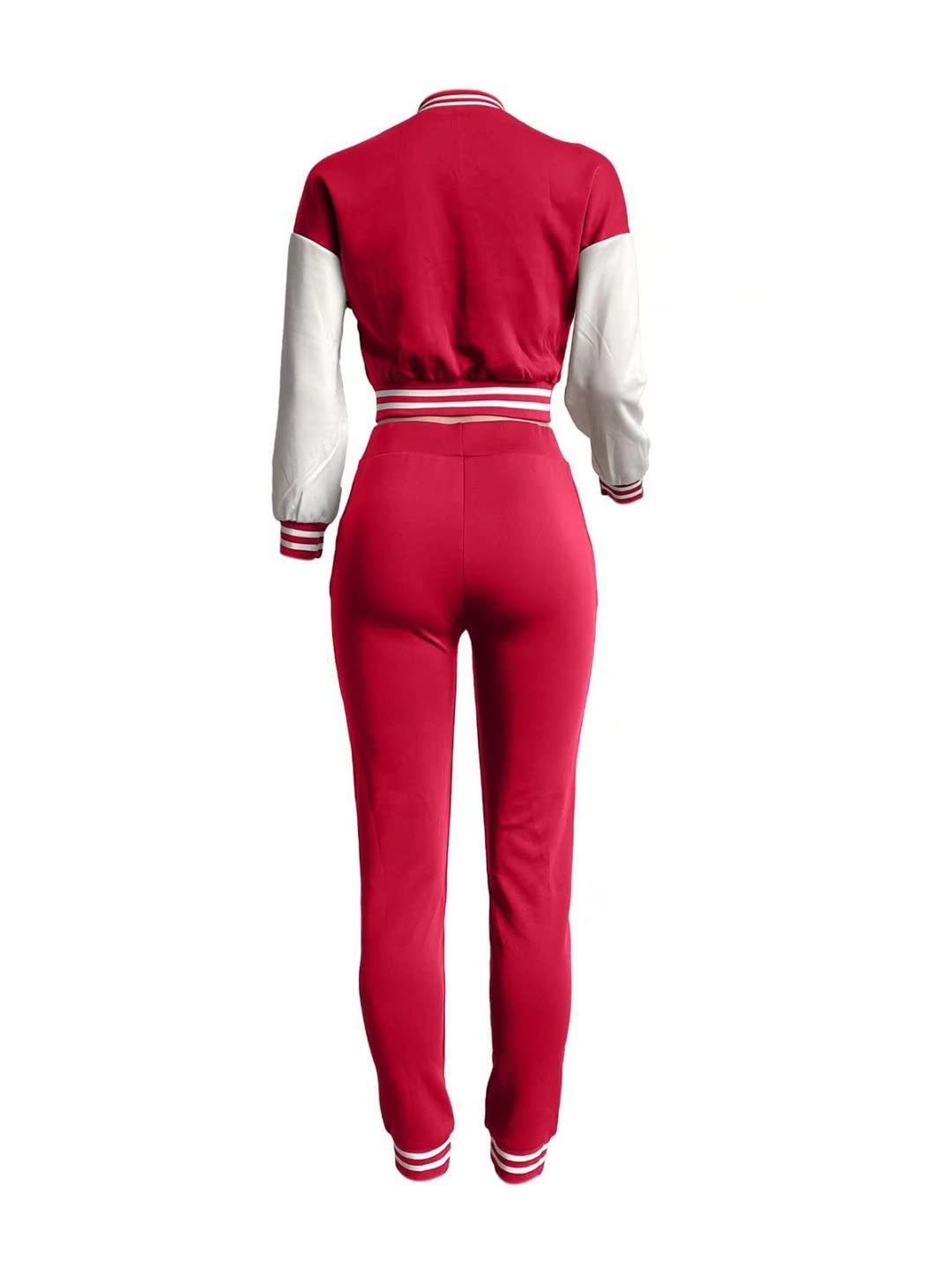 Women's 2-Piece Letterman Outfit - Bomber Crop Jacket & Jogger Pants Set with Pockets | Casual Streetwear Tracksuit for College, Sports & Everyday Fashion
