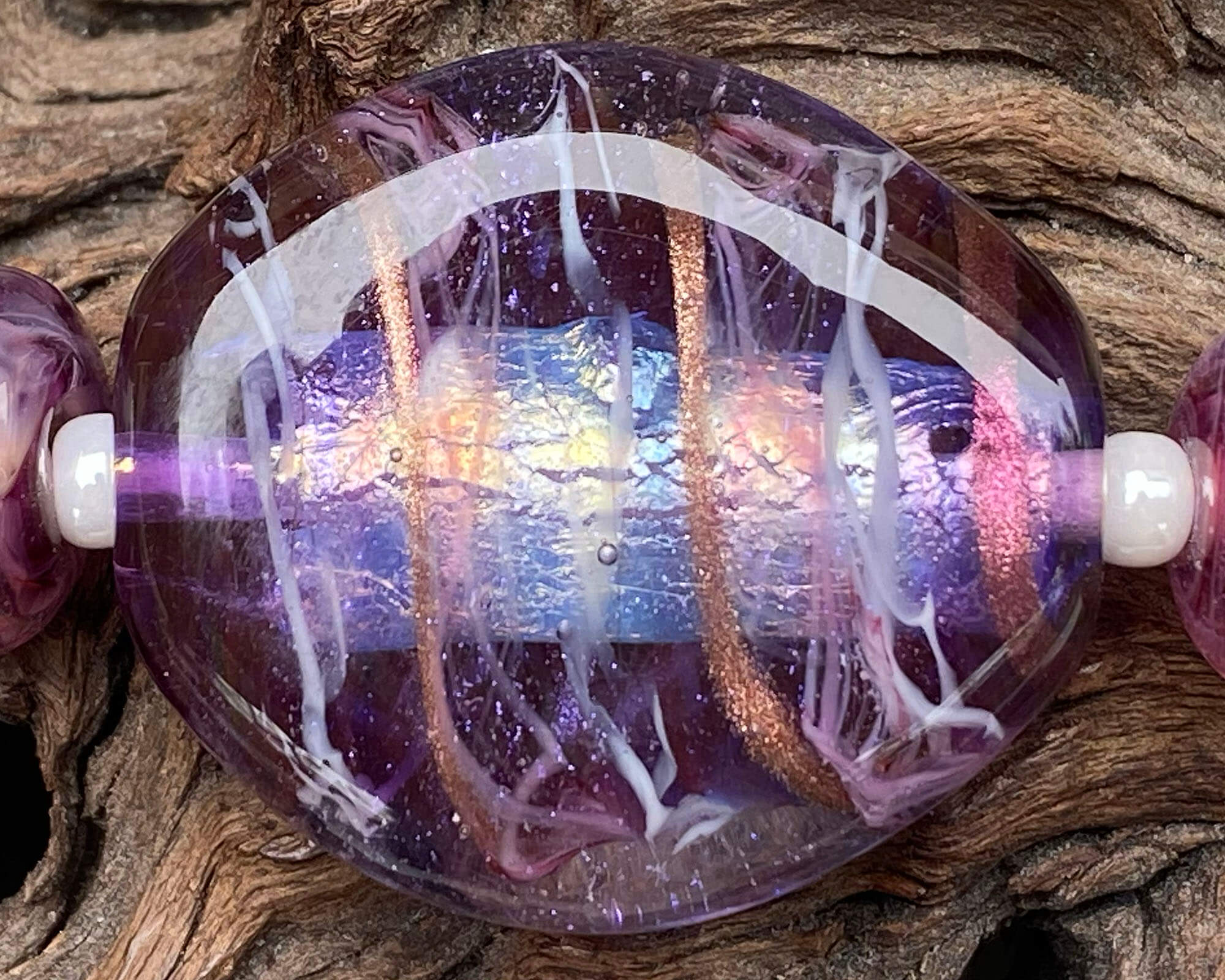 Handmade Purple Swirl Glass Lampwork Bead - Shimmering Focal Jewelry Component for Necklaces, Bracelets & DIY Crafts - Perfect for Beading Projects & Boho Jewelry Making