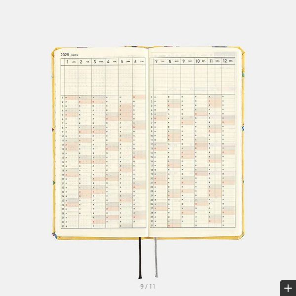 Hobonichi Techo 2025 Bow & Tie Sushi Weeks Hardcover Planner - Weekly Horizontal Layout, January Start, Monday Start, English Edition - Perfect for Journaling, Scheduling & Productivity Tracking