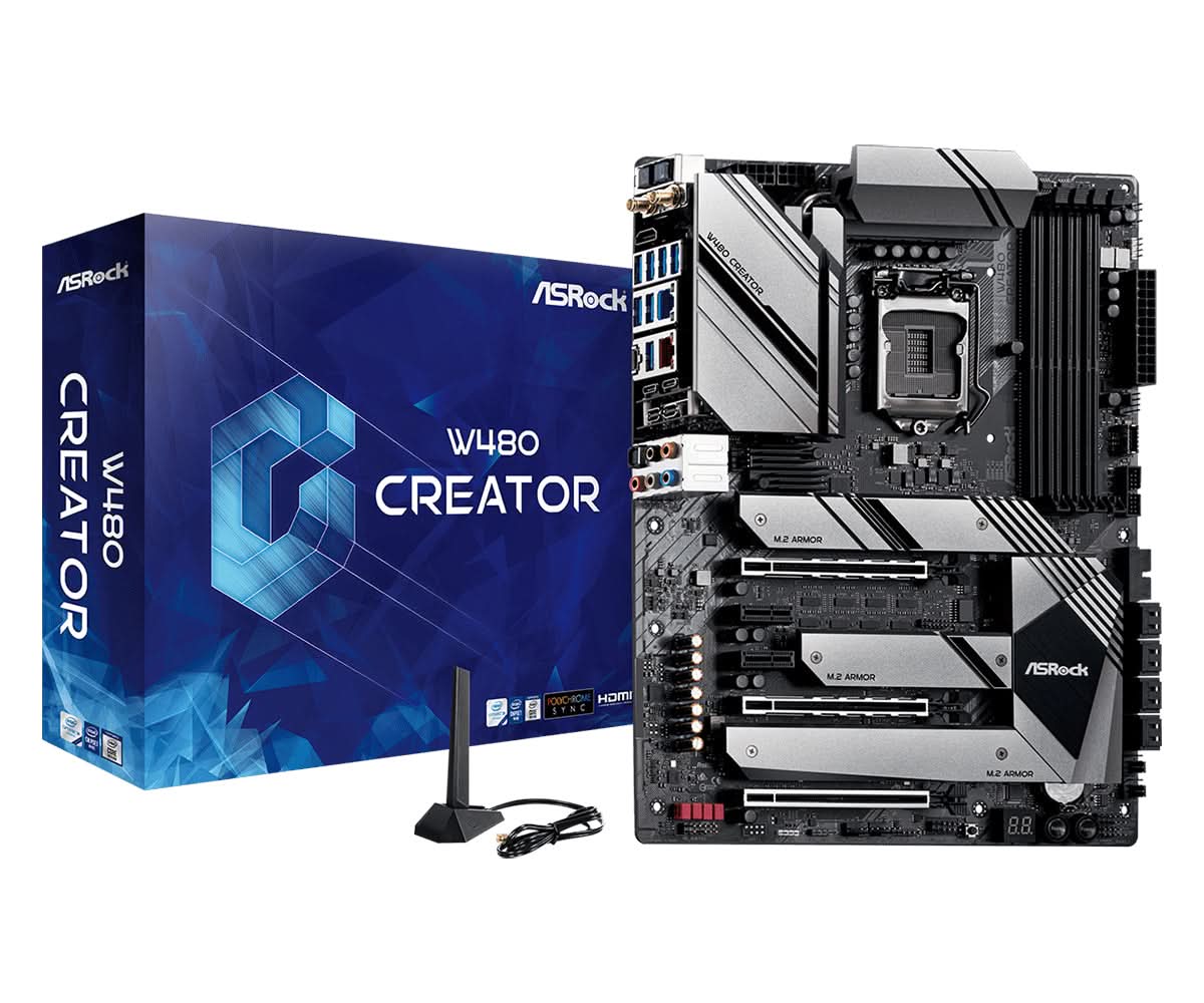 ASRock W480 CREATOR ATX Motherboard for Intel LGA 1200 (Socket H5) - Perfect for Content Creation, Video Editing & High-Performance Workstations