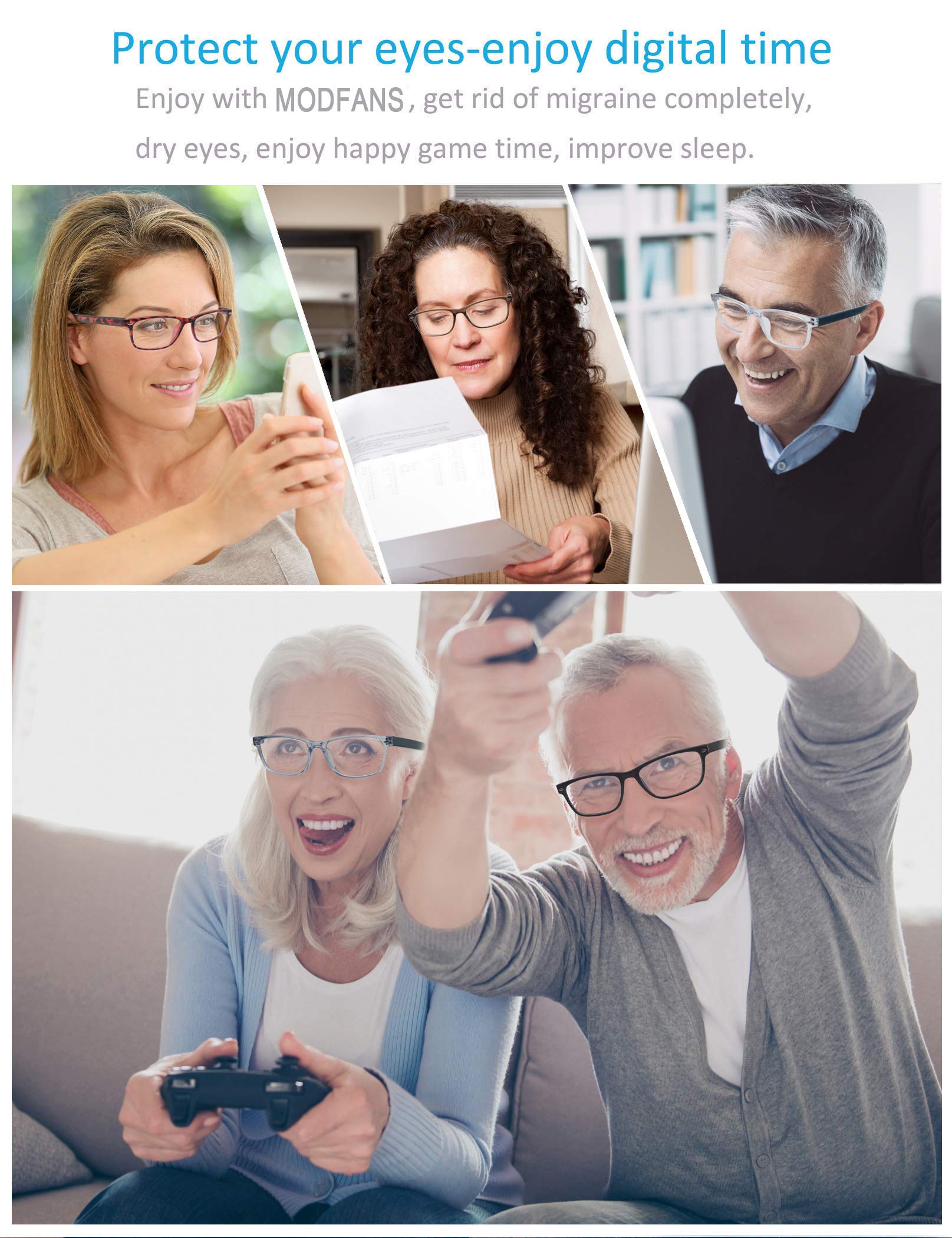 Blue Light Blocking Computer Reading Glasses - Progressive Multifocus Lenses for Men & Women - Anti-Glare Screen Protection for Office, Gaming & Digital Eye Strain Relief