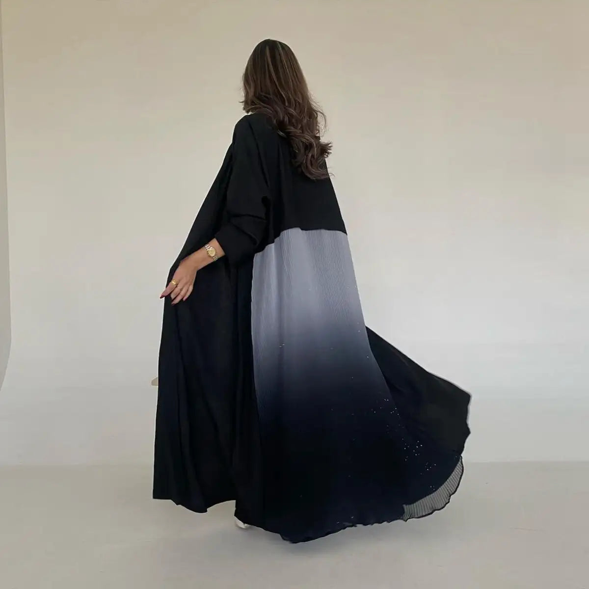 Elegant Chiffon Pleated Cardigan Open Abaya Dress for Women - Lightweight Cover-Up for Modest Fashion, Prayer, and Special Occasions