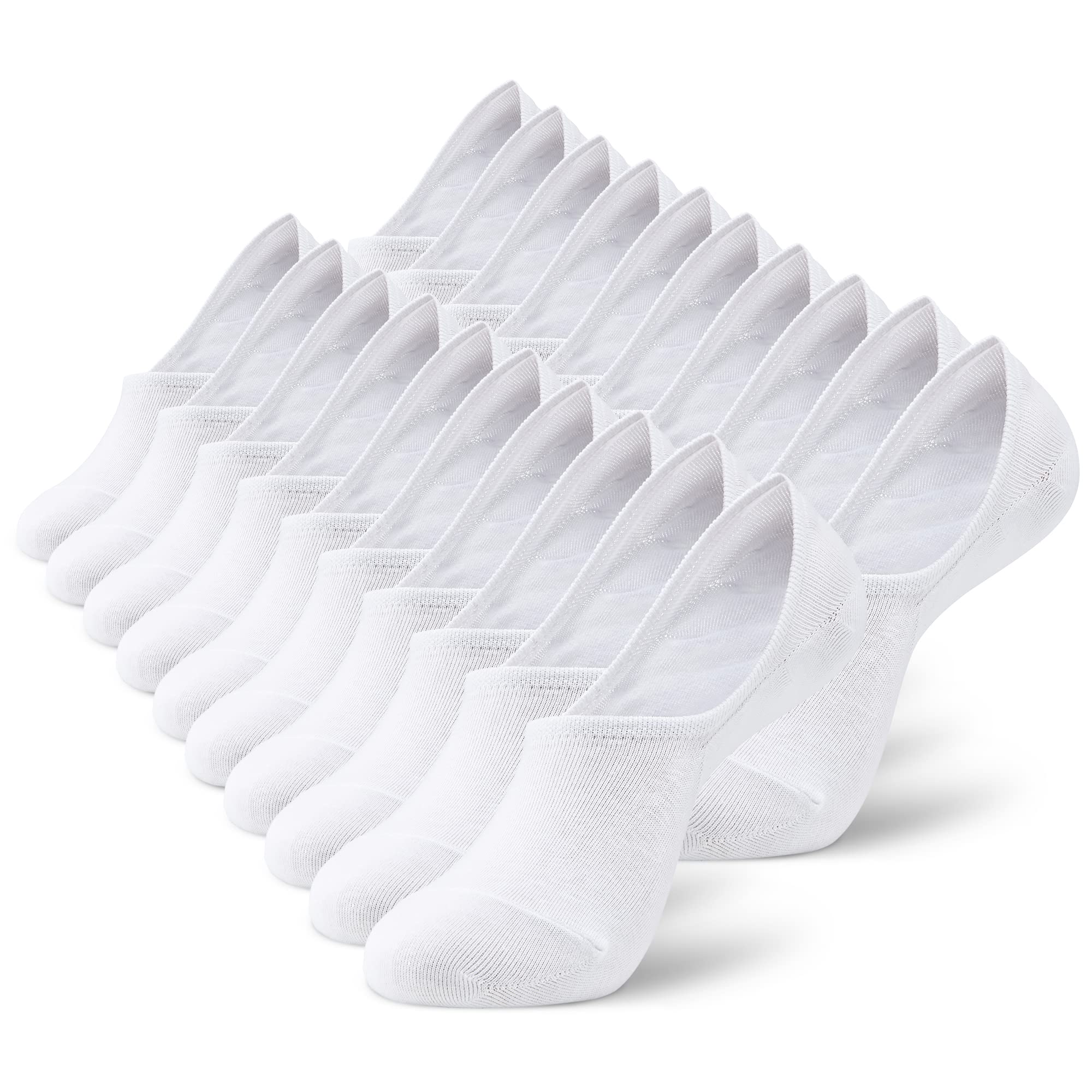 MONFOOT 10 Pairs Invisible No Show Non-Slip Socks for Men & Women - Breathable Low Cut Liner Socks for Sneakers, Loafers & Casual Shoes - Multipack Comfort Socks for Everyday Wear, Gym & Travel