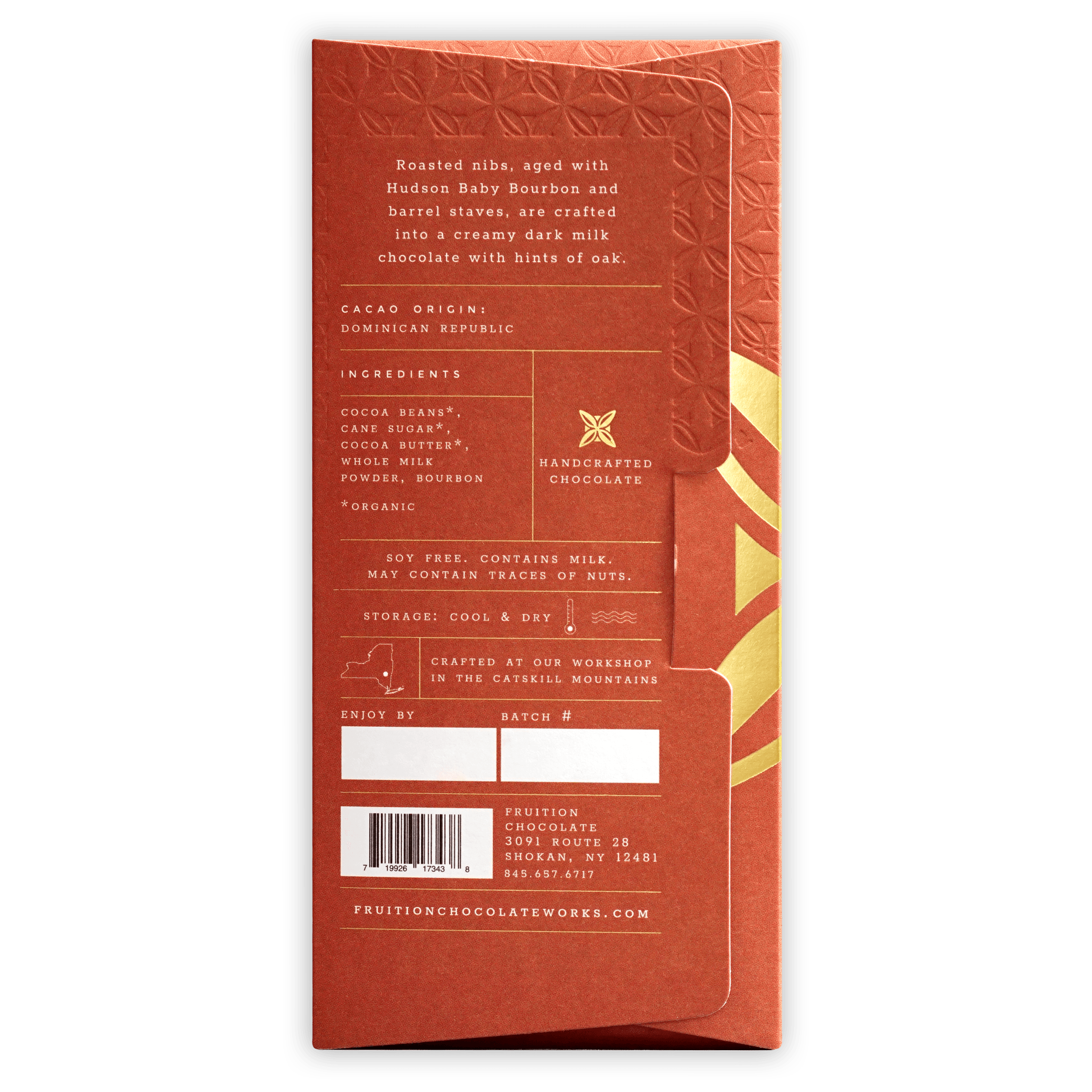 Fruition Hudson Valley Bourbon Dark Milk Chocolate 61% Cacao - Premium Artisan Chocolate Bar for Gifting, Baking & Desserts