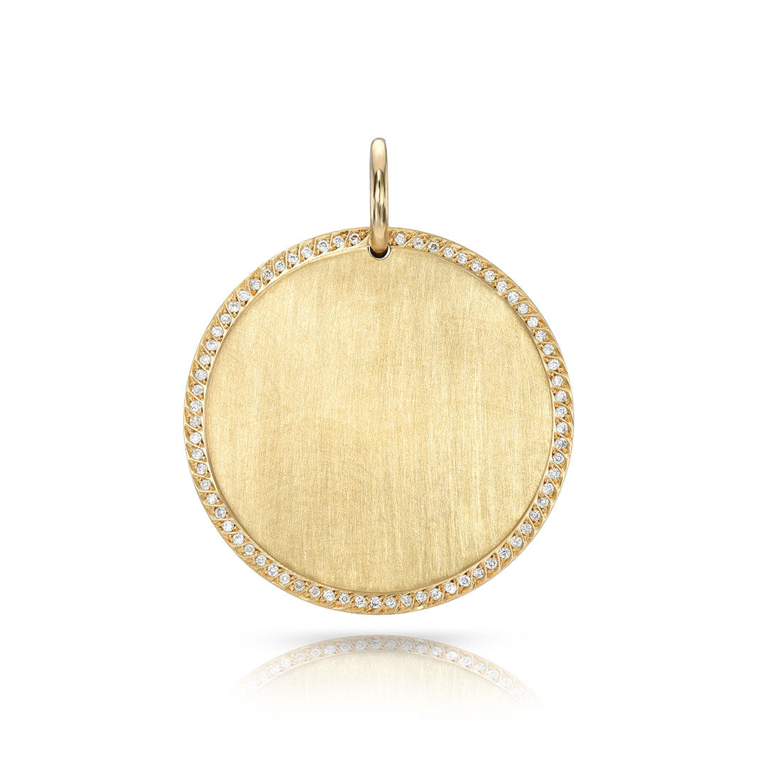 Single Stone Pavé Frame Round Disc Pendant Necklace - Elegant Sterling Silver Jewelry for Women - Perfect for Weddings, Anniversaries & Special Occasions
