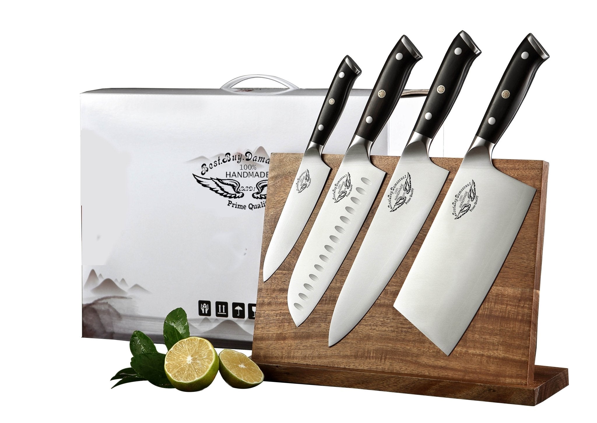 5-Piece German 1.4116 High Carbon Stainless Steel Kitchen Knife Set with Wooden Block - Professional Chef Knives for Cooking, Slicing & Food Prep