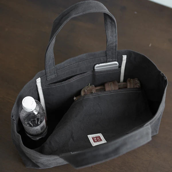 Kurashiki Hampu Selvedge Canvas Tote Bag - Rust Blue Japanese Canvas Tote Bag for Work, Travel & Everyday Use | Durable & Stylish Shoulder Bag