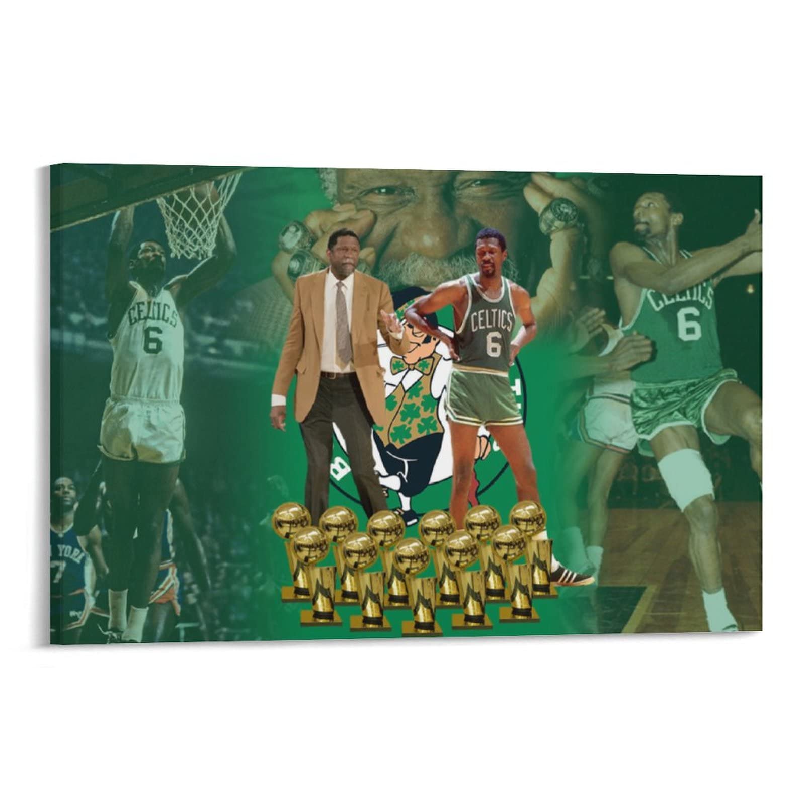 Bill Russell Basketball Legend Poster - Premium Canvas Wall Art Print 8x12 Inches (20x30cm) - Perfect for Living Room, Bedroom Decor & Sports Memorabilia Collection