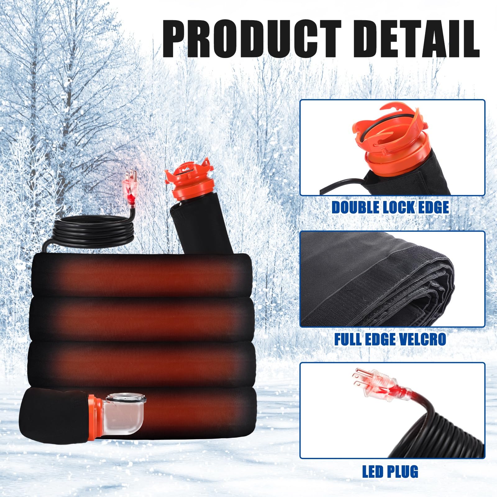 RV Heated Sewer Hose Cover Kit for Winter Camping -20°F Protection | Heated Waste Discharge Hose Sleeve for RV & Camper Accessories | 15ft Cold Weather Sewer Solution for Freezing Temperatures | Perfect for Snowy Campgrounds and Winter RV Trips