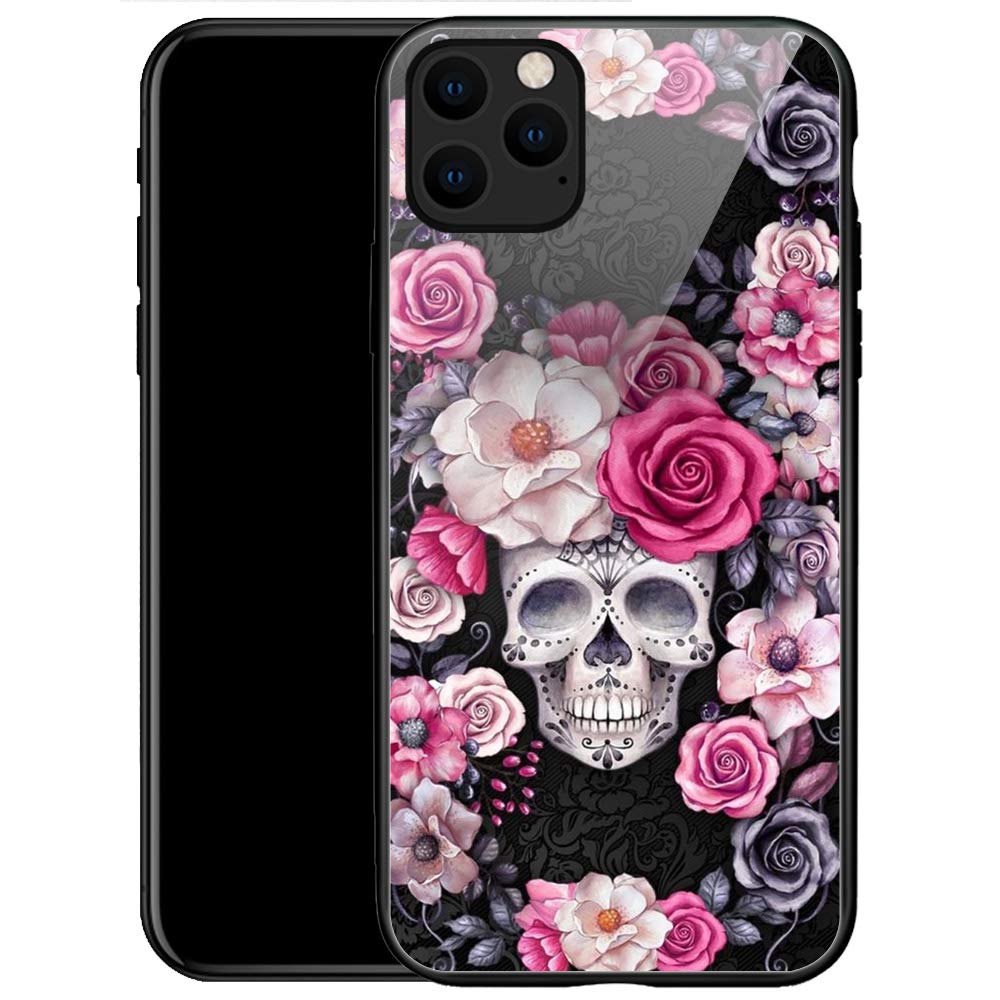 ZHEGAILIAN iPhone 11 Pro Case - Floral Skull Design Protective Cover for Women & Girls | Anti-Slip Shockproof Drop Proof Phone Case | Perfect for Daily Use, Work & Outdoor Activities
