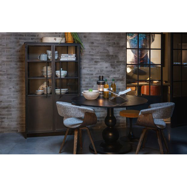 BePureHome Metal Display Cabinet in Black - Modern Glass Showcase for Living Room, Office, or Retail Store Decor
