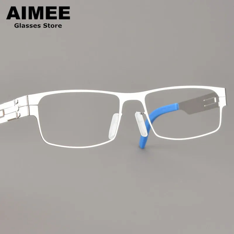 Aimee Women's Full Rim Square Screwless Steel Eyeglasses 13517 - Stylish Lightweight Glasses for Work, Reading & Fashion