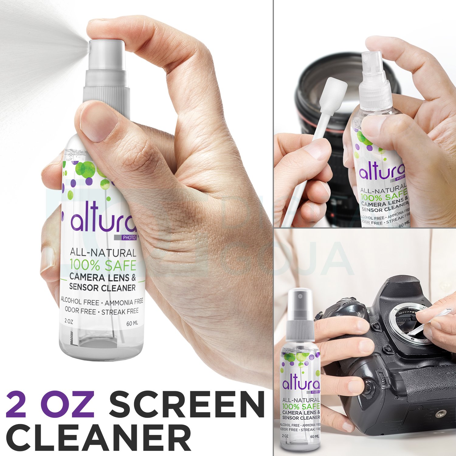 Altura Photo Professional DSLR & Mirrorless Camera Cleaning Kit - 2oz All Natural Cleaning Solution for Lenses, Sensors & Sensitive Electronics | Perfect for Travel, Studio & Outdoor Photography Gear Maintenance
