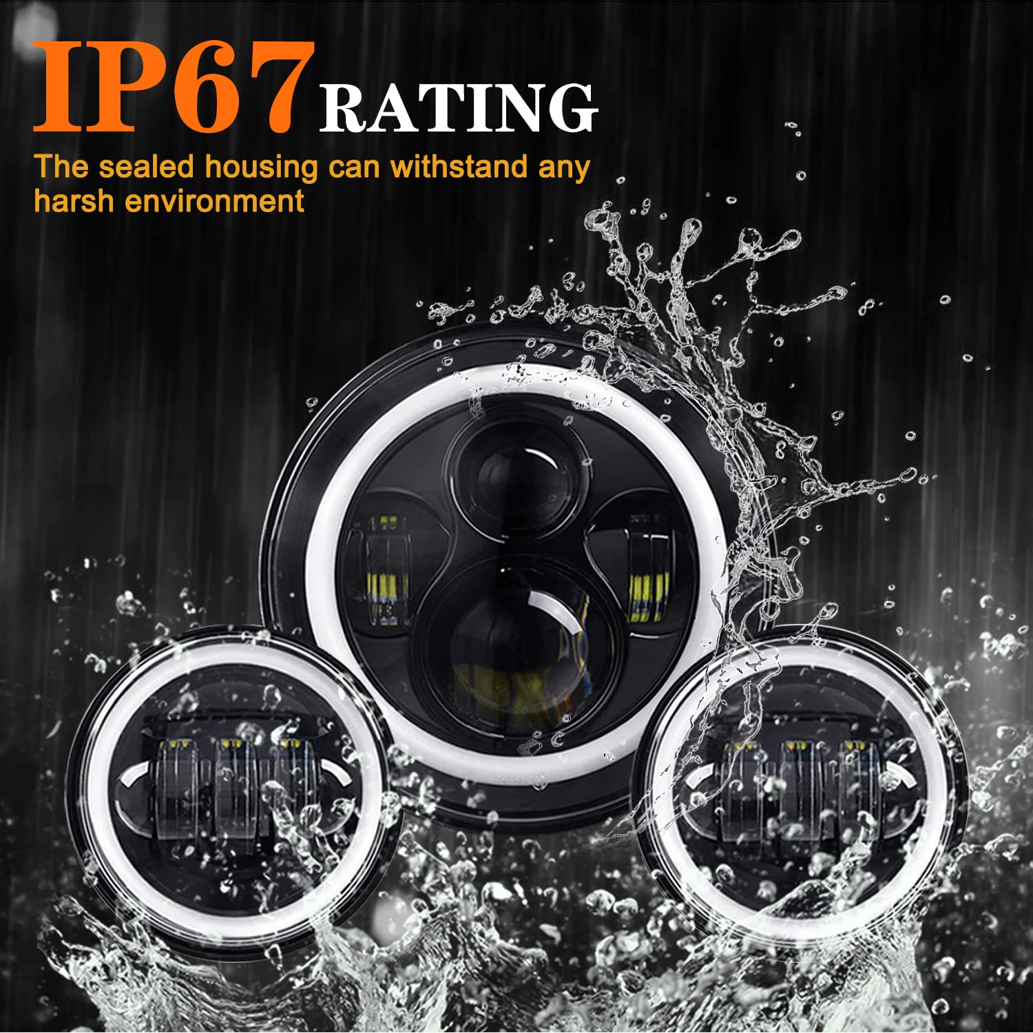 7 Inch LED Headlight Fog Light Kit DOT Approved for Harley Davidson Touring, Road King, Ultra Classic, Electra Glide, Street Glide, Trike, CVO, Heritage Softail, Slim, Deluxe, Fat Boy - High Visibility for Night Riding and Bad Weather Conditions