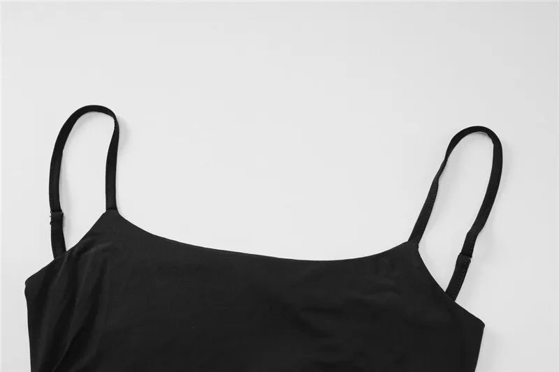 Black Sexy Dress Set for Women - Spaghetti Strap Bodysuit & Maxi Skirt Matching Outfit | Backless Slim Fit Long Skirt Set | Perfect for Date Night, Parties & Special Occasions