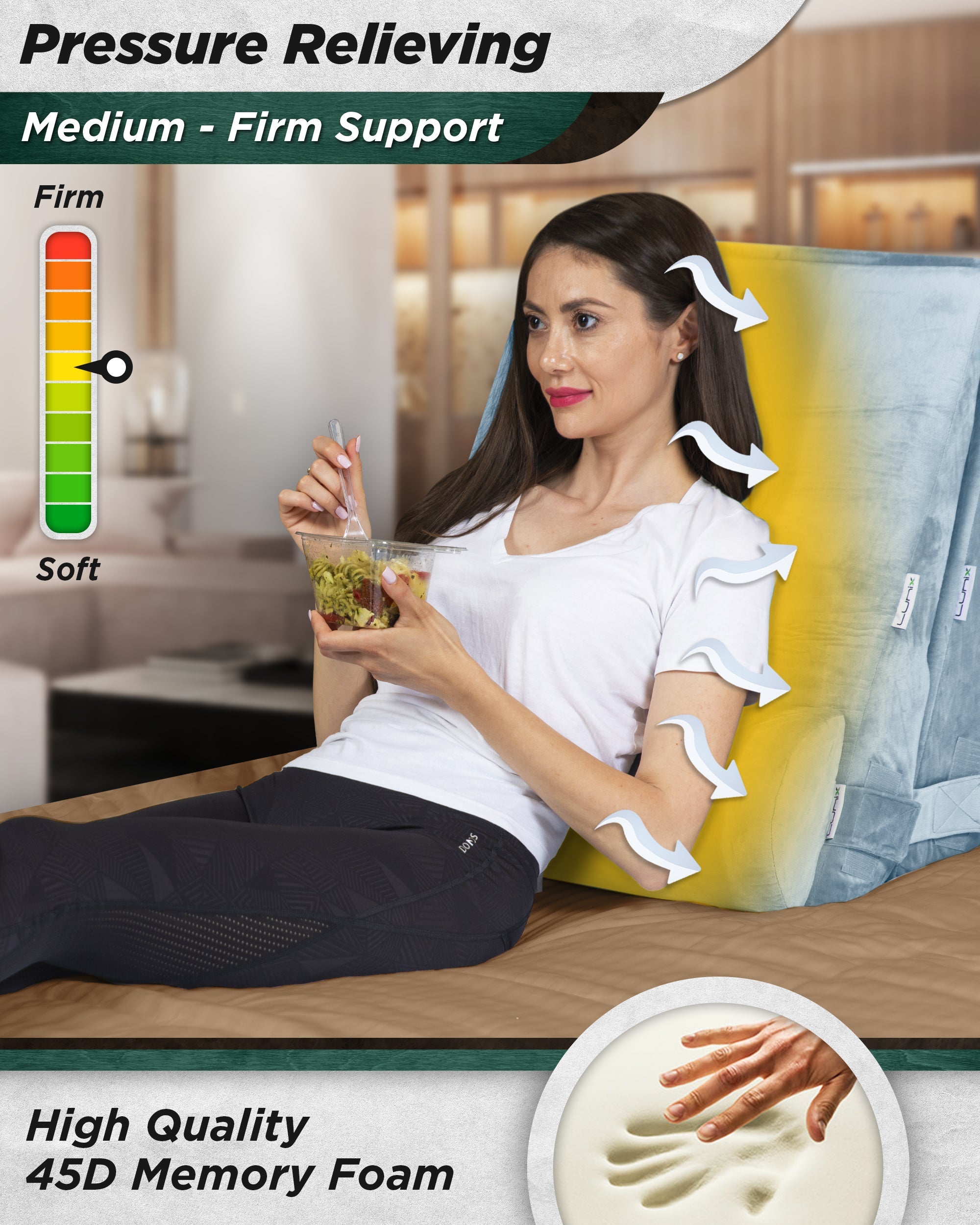 LX8 2-Layer Orthopedic Wedge Pillow Set with Hot & Cold Pack (Gray) - Relieves Back Pain, Neck Support for Sleeping, Post-Surgery Recovery & Pregnancy Comfort