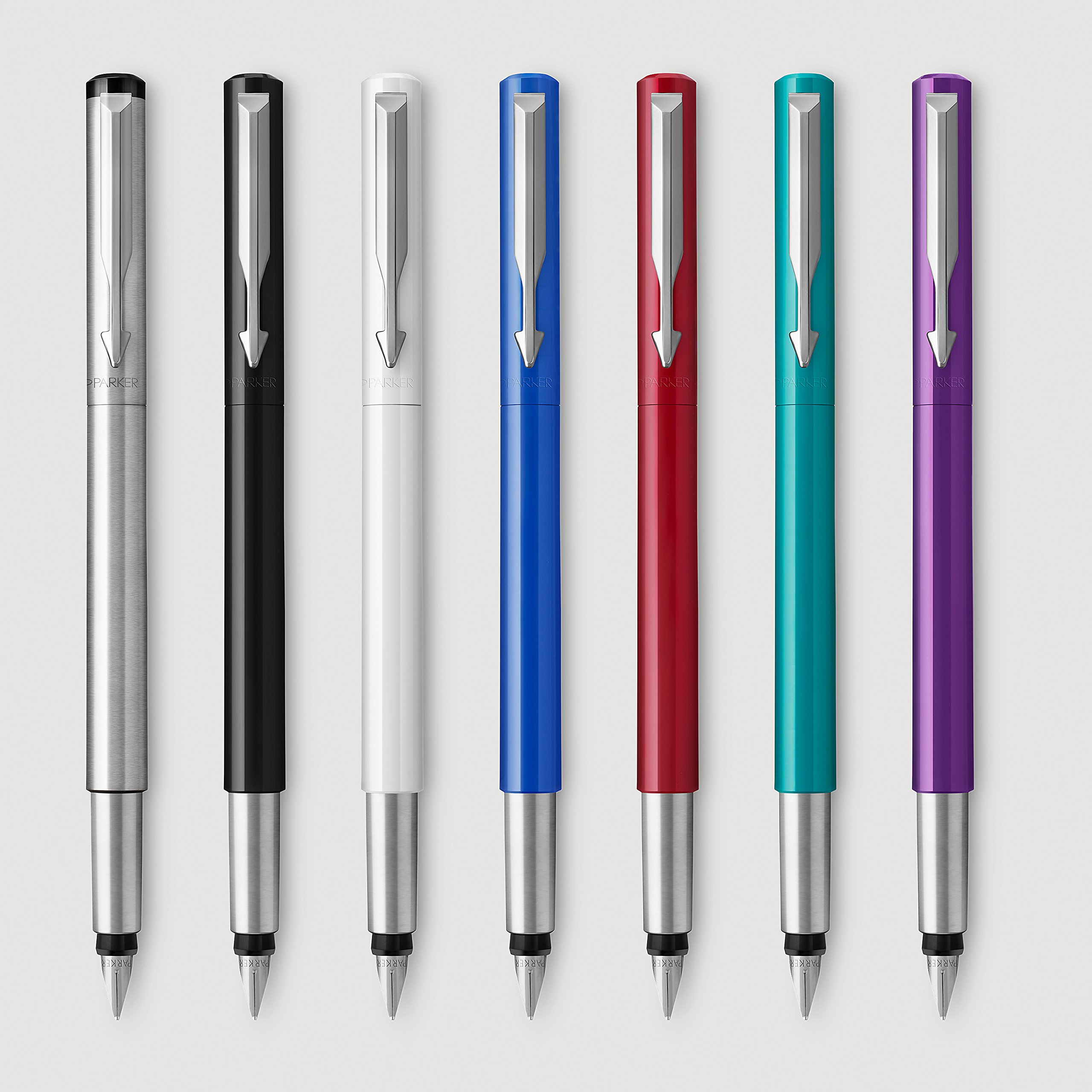 PARKER Vector Fountain Pen - Black with Chrome Trim, Fine Nib, Blue Ink in Gift Box | Premium Writing Instrument for Professionals, Students & Calligraphy | Ideal for Office, School & Luxury Gifts