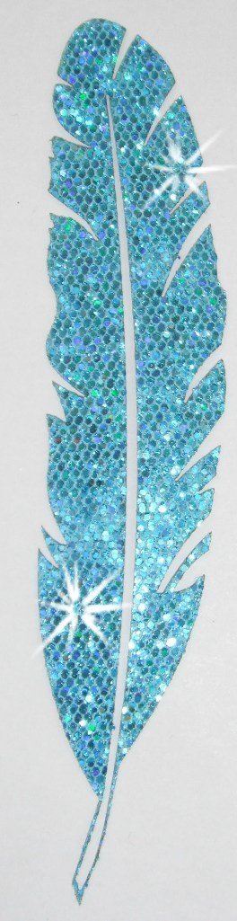 Glitter Feather Iron-On Fabric Transfer Patches - DIY Sequin Embellishments for Clothing, Costumes & Accessories - Perfect for Halloween, Cosplay, and Craft Projects