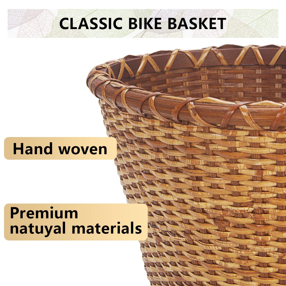 Stylish Woven Rattan Bike Basket for Front Handlebar - Perfect for Groceries, Picnics & Commuting - Durable & Eco-Friendly Bicycle Accessory
