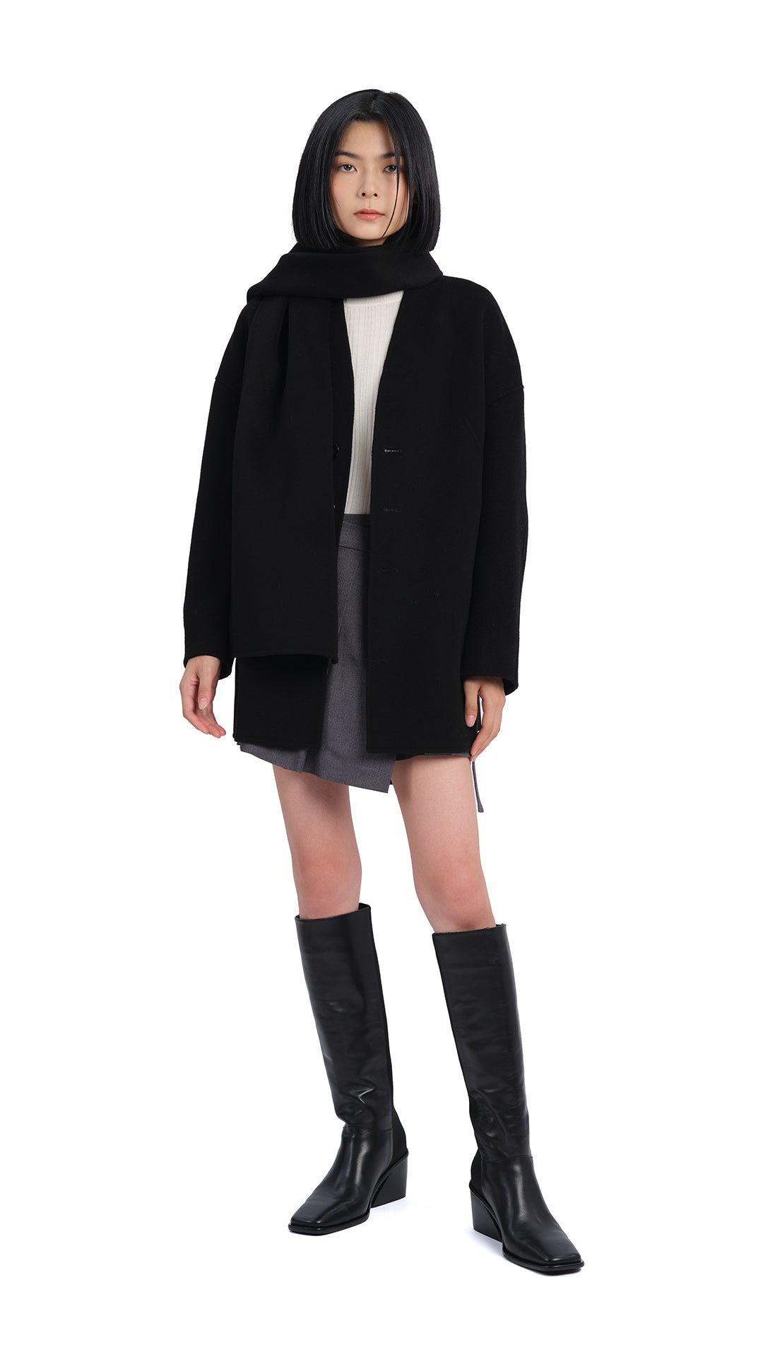 Double Face Jacket with Detachable Scarf - Winter Warm Reversible Coat for Women & Men | Outdoor Hiking, Travel & Casual Wear