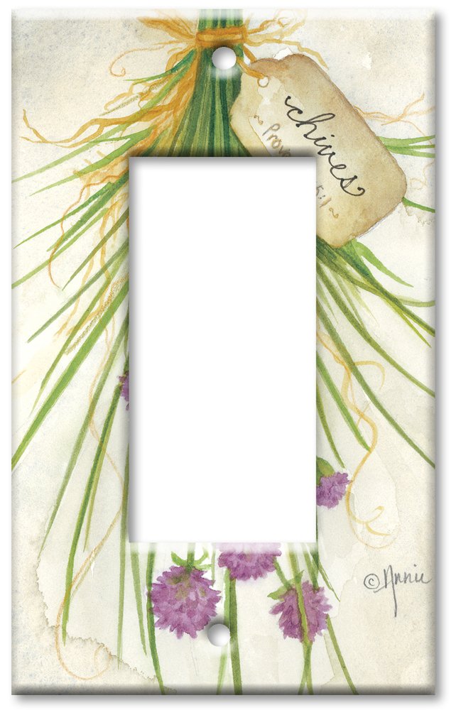 Decorative Metal Wall Plate - Single Gang Rocker Art Plate with Chives Design | Made in USA | Perfect for Home, Office & Restaurant Decor
