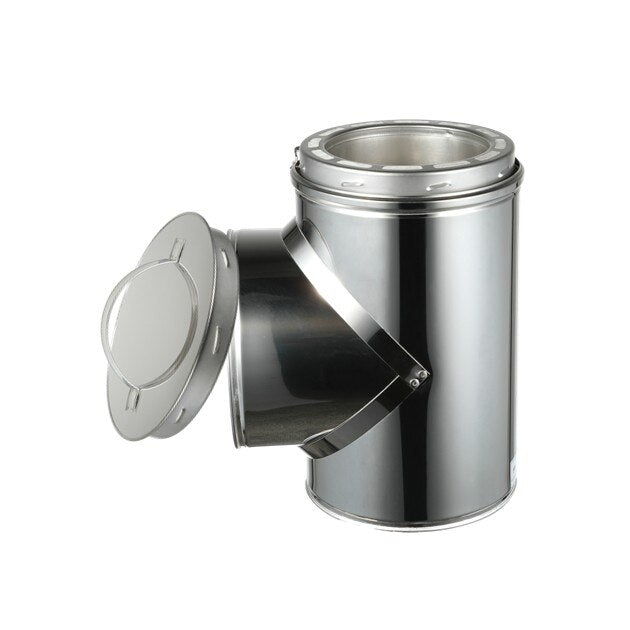 AllFuelHST Tee with Clean Out Cap for 6-Inch Inner Diameter Chimney Pipe - Perfect for Wood Stove, Fireplace, and Pellet Stove Venting Systems