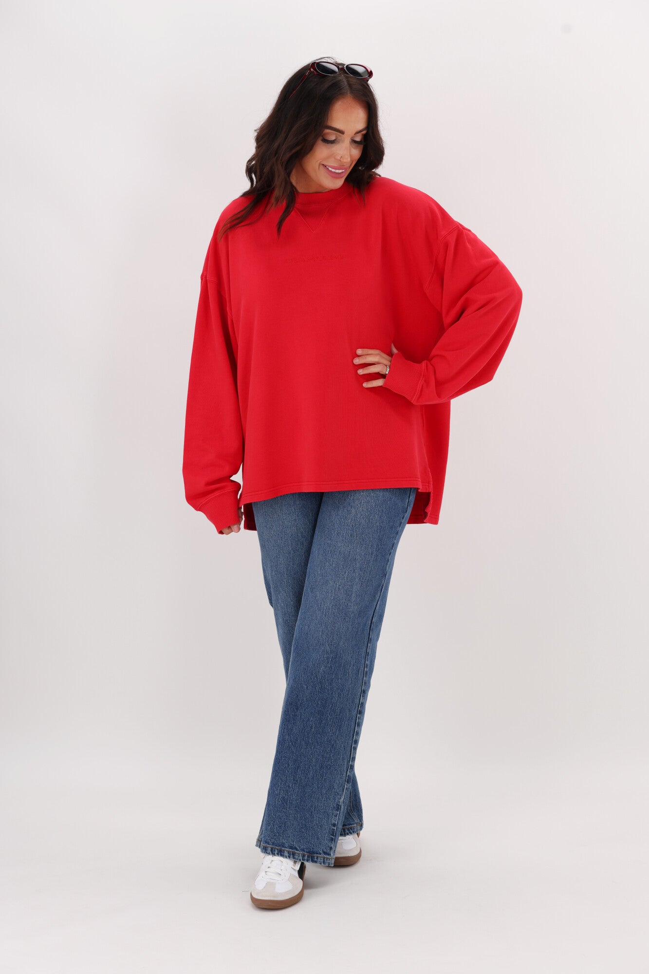All About Eve AAE Washed Relaxed Crew Neck Sweatshirt - Soft Vintage Style Pullover for Women | Perfect for Casual Wear, Lounge & Street Fashion