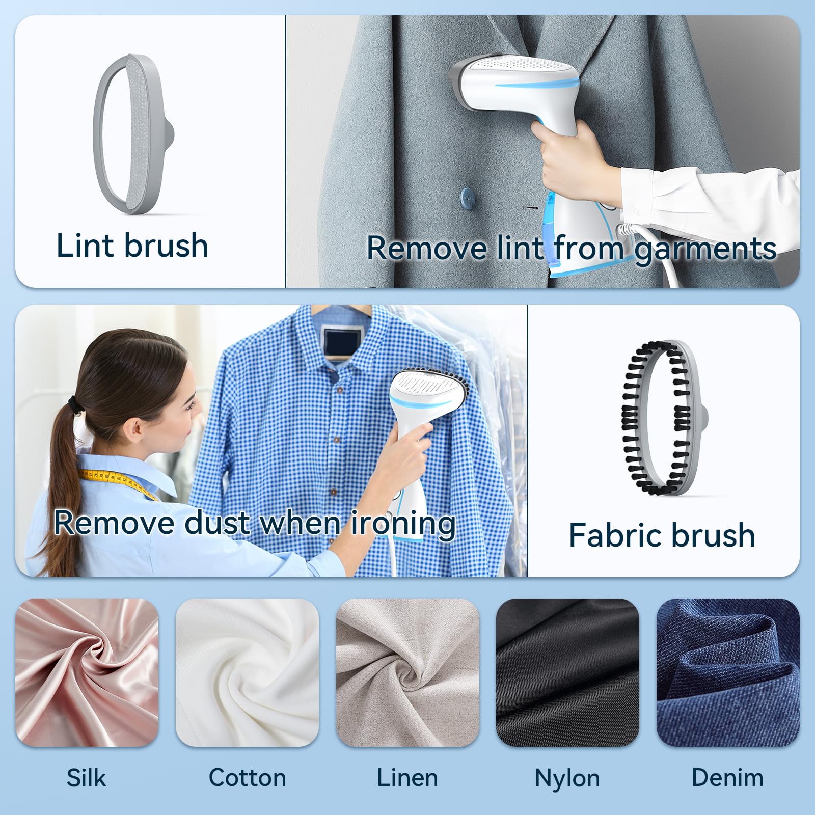 Portable Handheld Steamer for Clothes - 15 Second Fast Heat-up, 280ml Large Water Tank with Strong Steam for Wrinkle Removal | Perfect for Travel, Home & Office Use (Includes Ironing Glove for Wet & Dry Ironing)