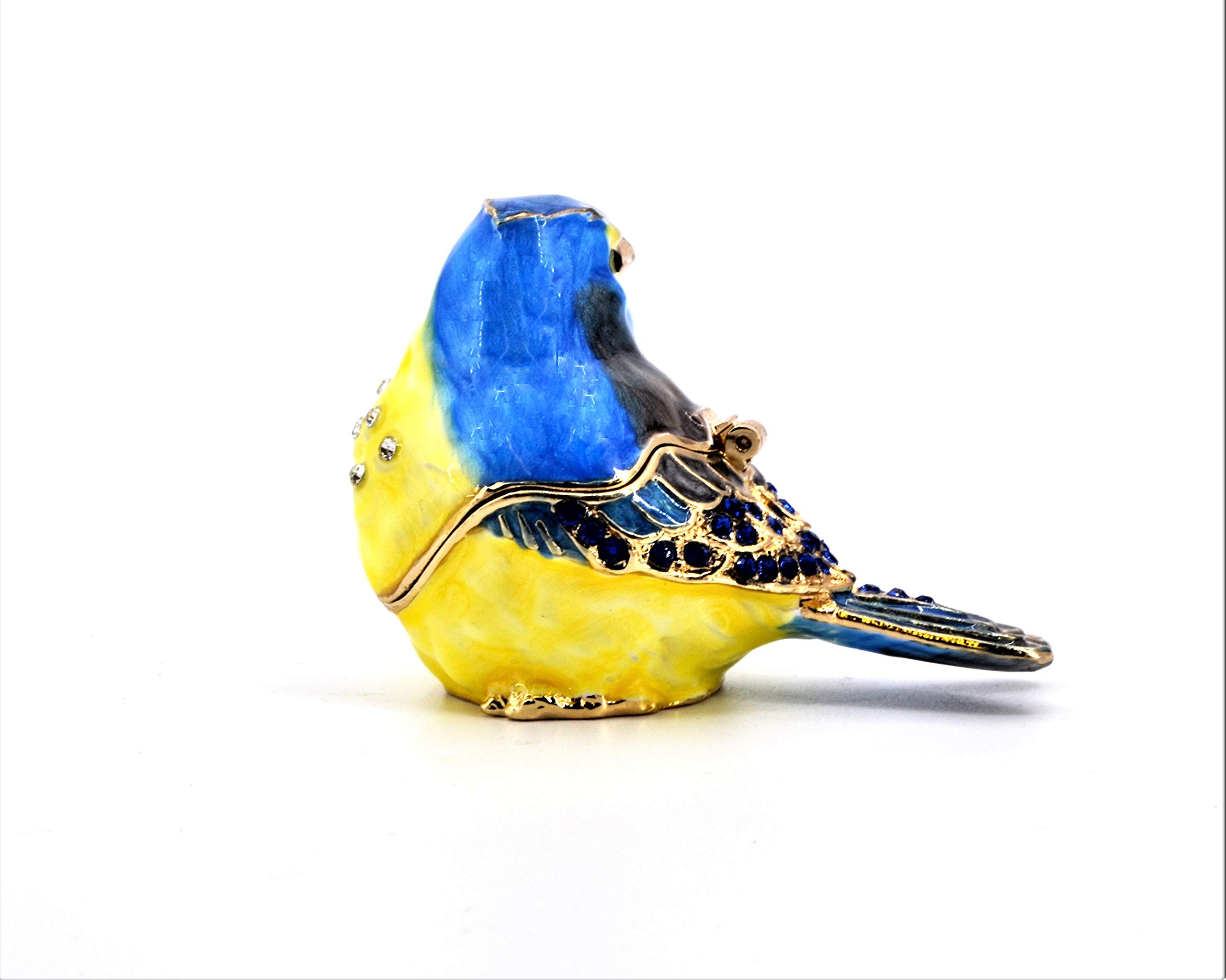 Handmade Sparrow Trinket Box with Austrian Crystals - Perfect for Jewelry Storage