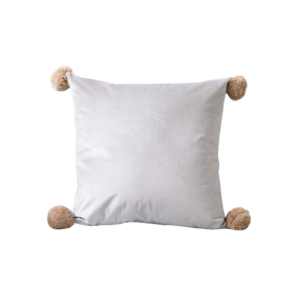 Decorative Waist Lumbar Throw Pillow with Pom-pons - Square/Rectangle/Triangle Shapes for Couch & Bed - Includes Inserts (Grey, 18x18inch) - Perfect for Living Room Sofa, Bedroom Decor & Home Accents