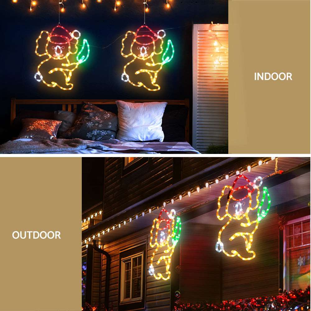 216 LED Christmas Rope Lights - 0.48M Outdoor Holiday Decorations with Jingle Jolly Motif | Perfect for Christmas Tree, House, Yard & Party Decorations