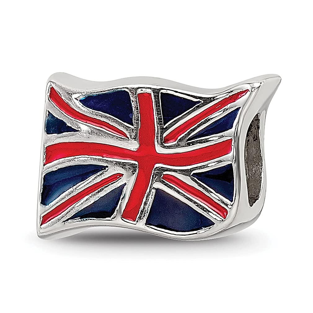 925 Sterling Silver UK Flag Enamel Charm Bead for Bracelet - Travel Jewelry Gift for Women, Perfect for Souvenirs, Gifts & Everyday Wear